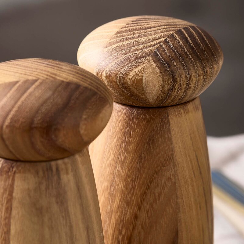 Raw kvernsett med brett 13,5 cm 3 deler teak