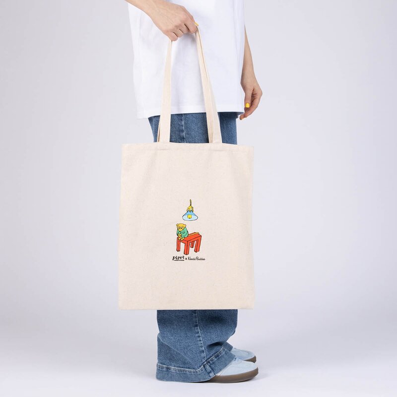 Pippi handlenett 38,5x42 cm Pippi vasker huset beige