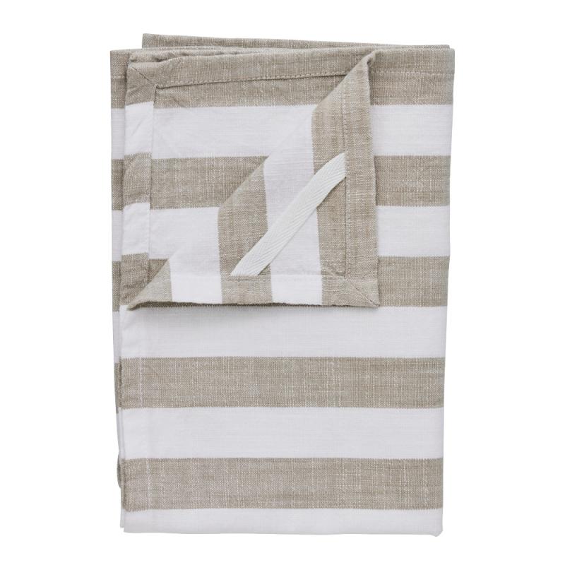Olivia kjøkkenhåndkle 70x50 cm brede striper hvit/sand