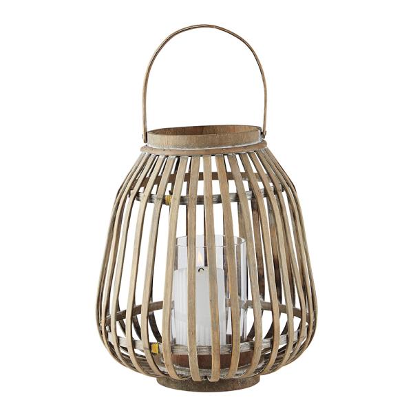 Amas lanterne bambus/glass 25x30 cm natur