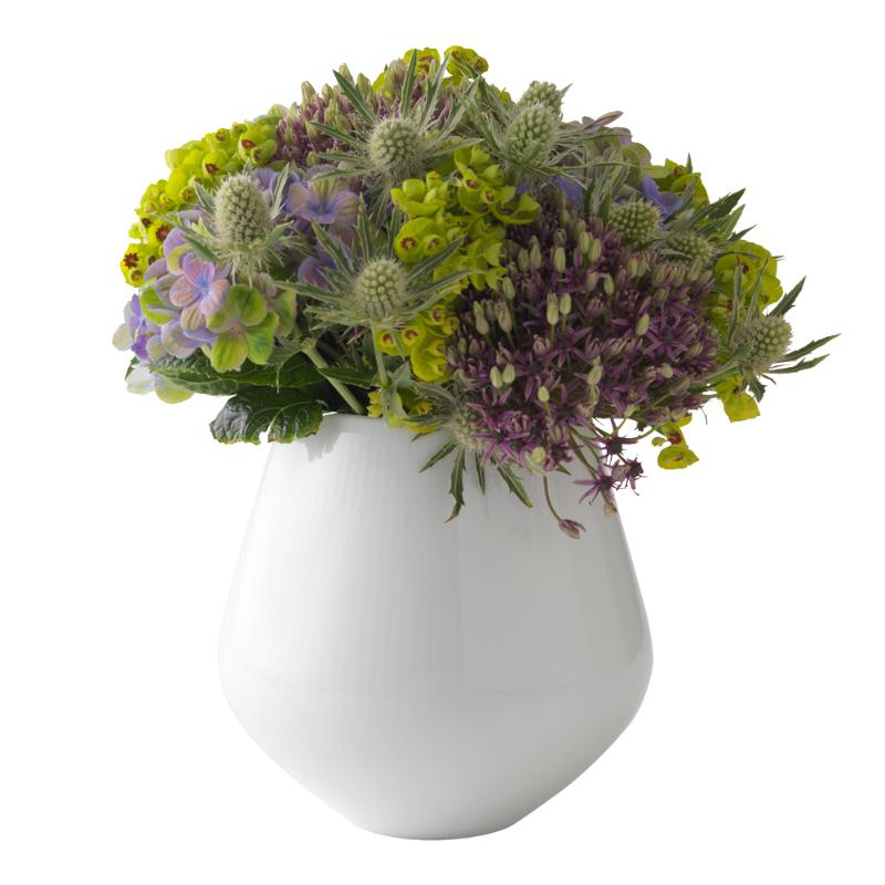 Hvit Riflet vase 15 cm