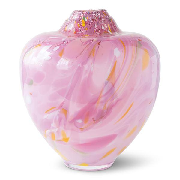 Unik skulptur kunstglass S 31 cm rosa multi