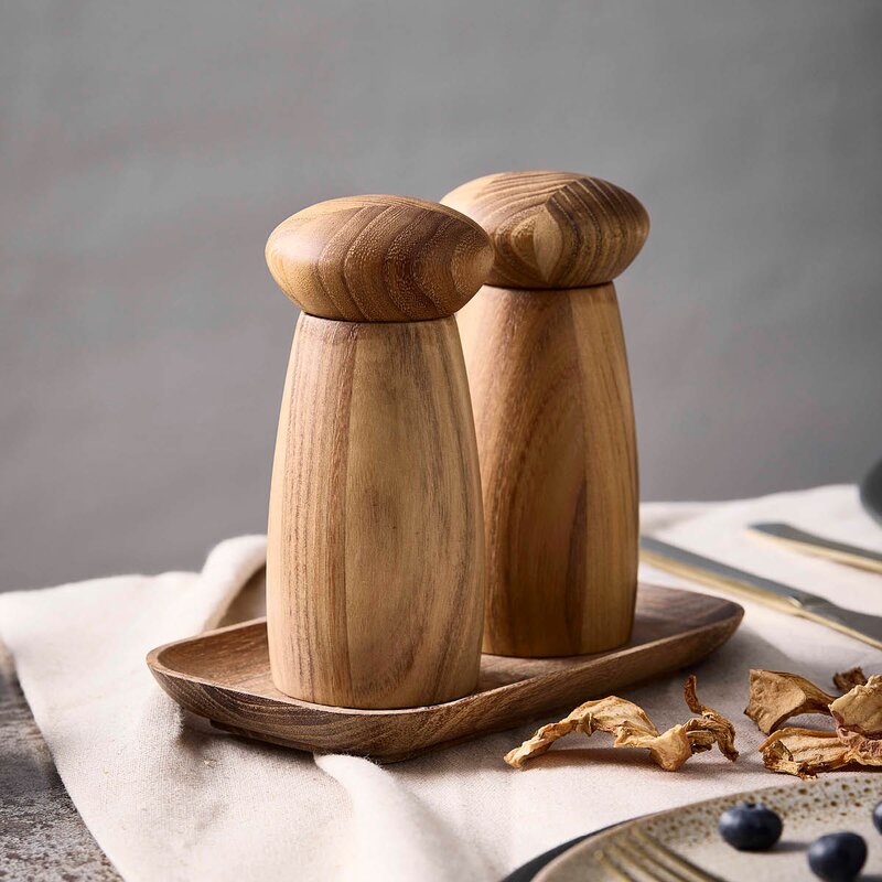 Raw kvernsett med brett 13,5 cm 3 deler teak