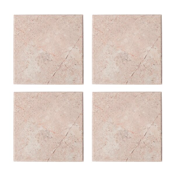 Marmor glassbrikke 10x10 cm 4 stk rosa