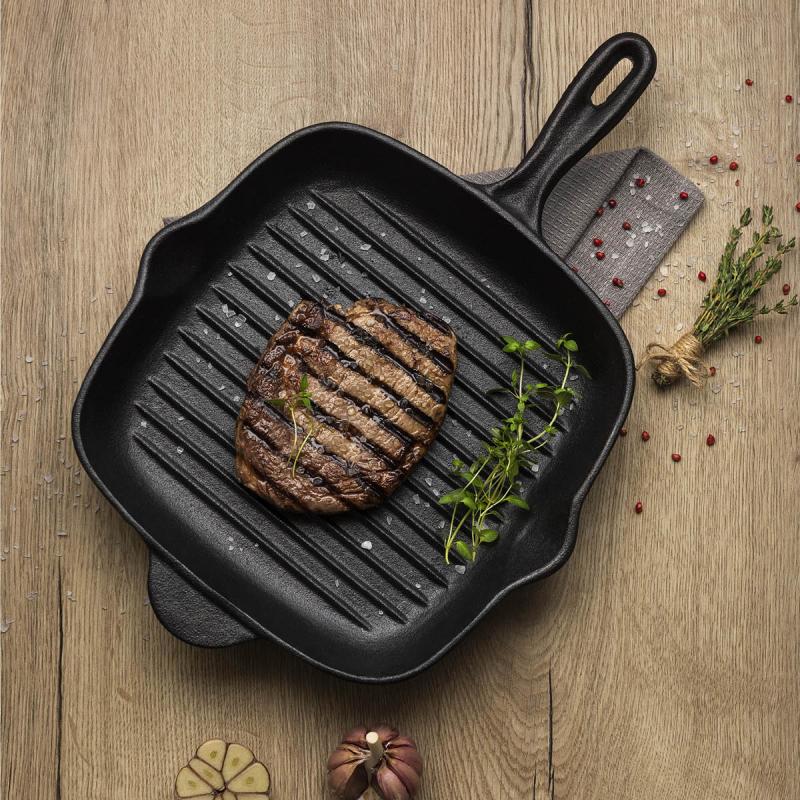 Cast iron grillpanne firkantet 2,2L svart