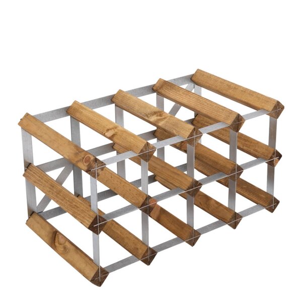 Vinstativ 12 flasker montert lys eik