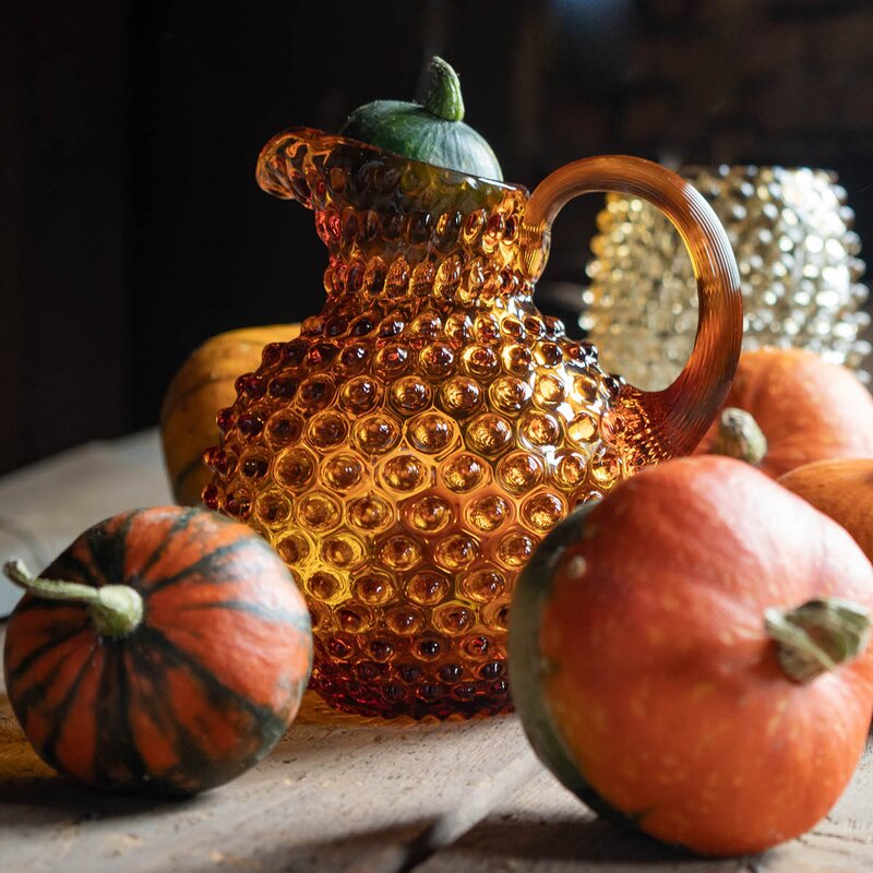 Hobnail karaffel 1L amber