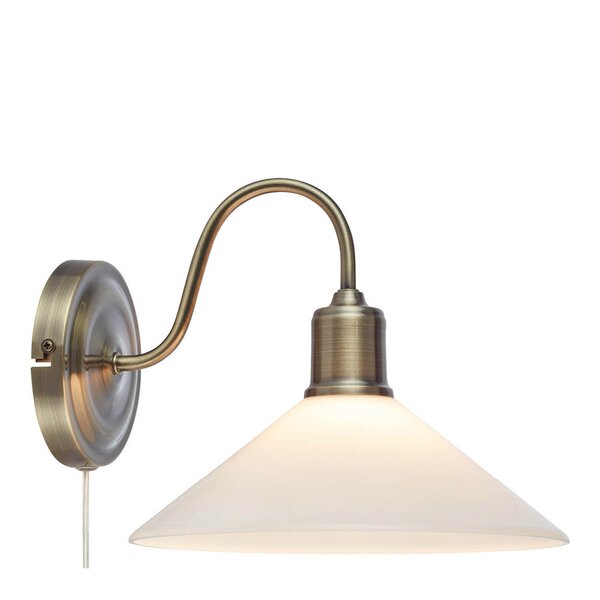 Vela vegglampe 21 cm antique messing/hvit