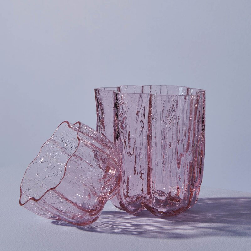 Crackle vase 12 cm rosa