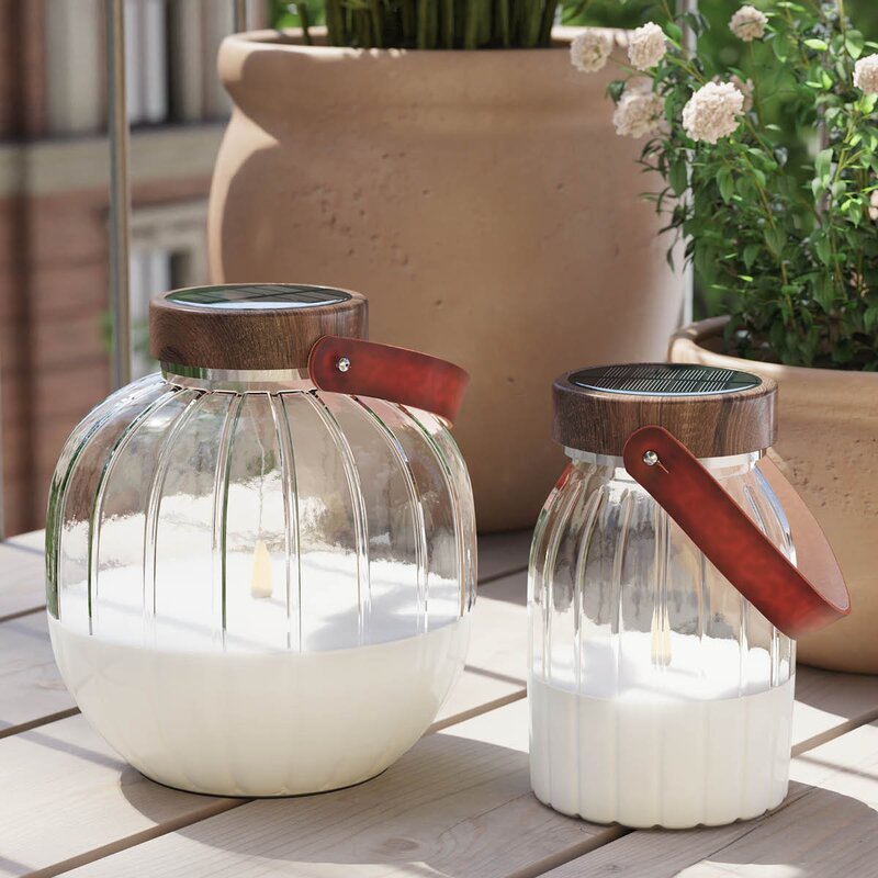 LED glass lanterne 20 x 20 cm solcelledrevet