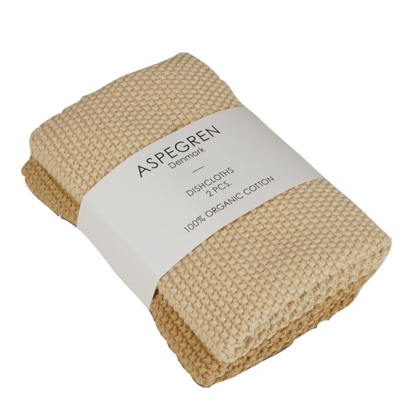 Solid kjøkkenklut strikket 26x26 cm 2 stk golden straw
