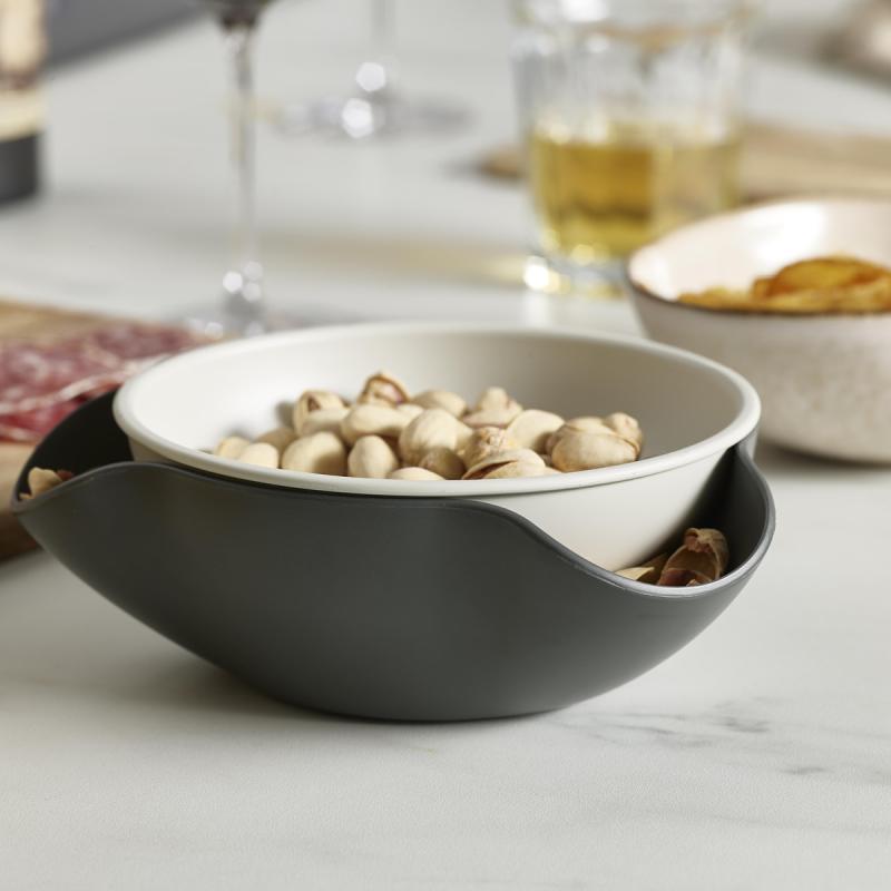 Double dish skål 2 deler grå