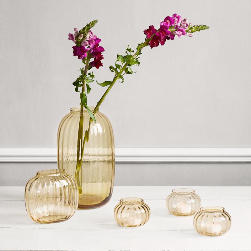 Primula oval vase 12,5 cm amber