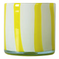 Calore lyslykt 10x10 cm Curve gul/hvit stripete