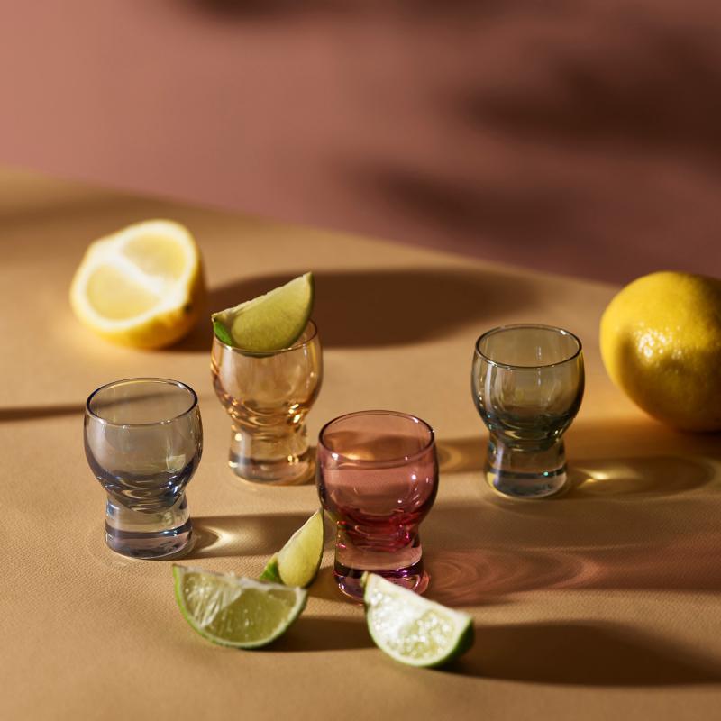 Happy shotglass 3,5 cl 4 stk luster