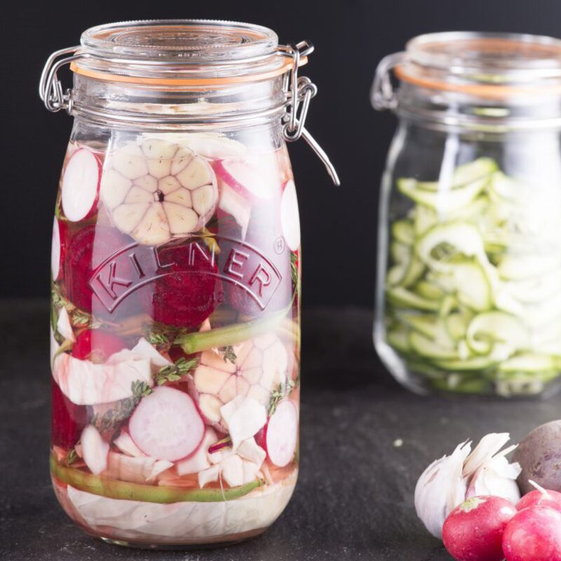 Bygel oppbevaringsglass 1,5L hengslet lokk