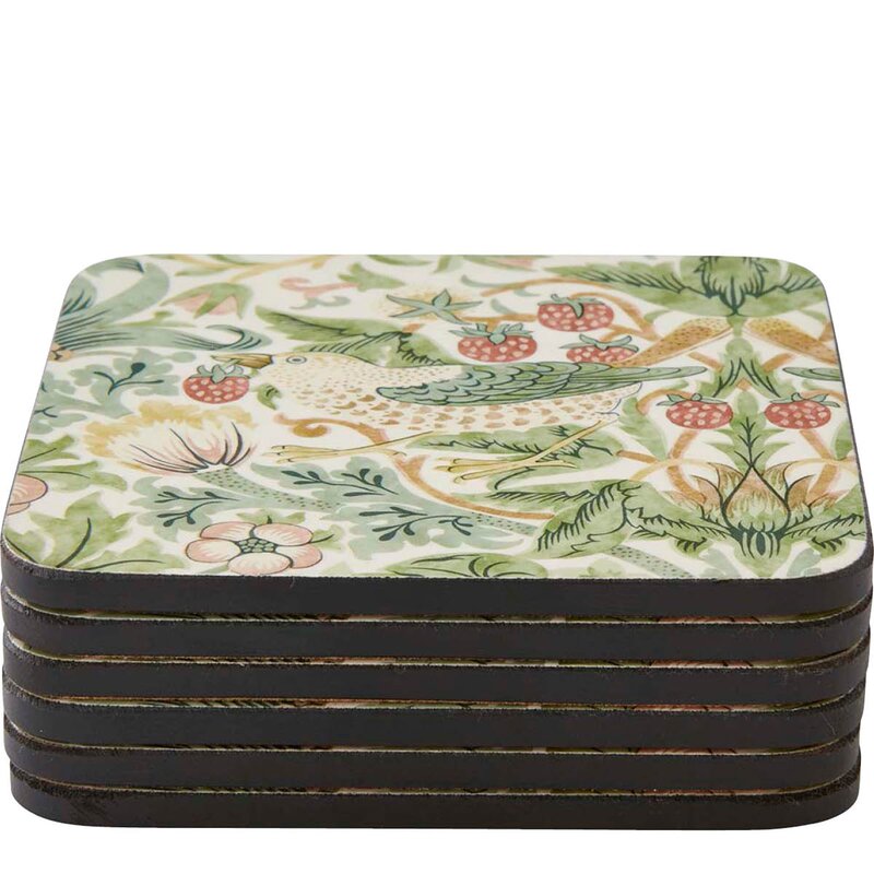 Morris & Co Strawberry Thief glassunderlag 6 stk grønn