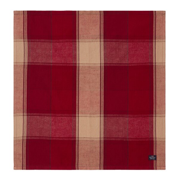 Rutete servietter lin/bomull 50x50 cm rød/beige