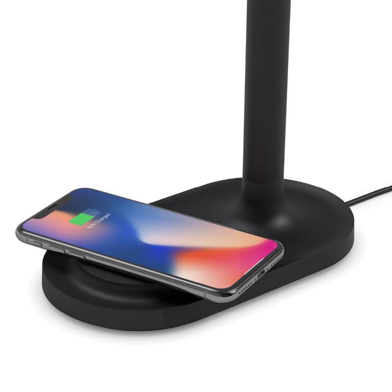 Emendo lampe med trådløs Qi-lader svart