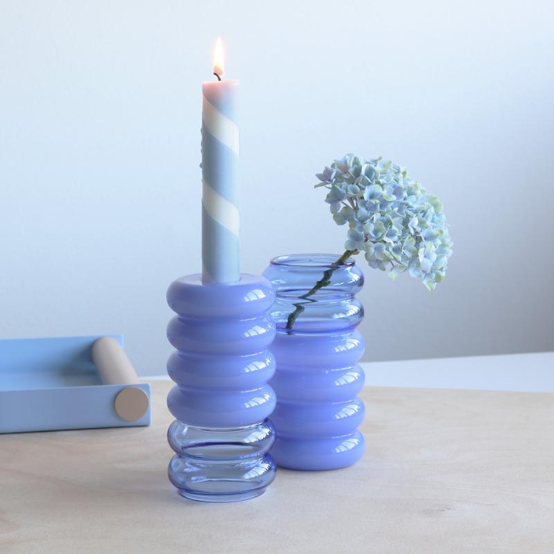 Bubble vase/lysestake 13,5 cm blå