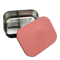 Matboks stål 3 rom 17x13x5 cm rosa