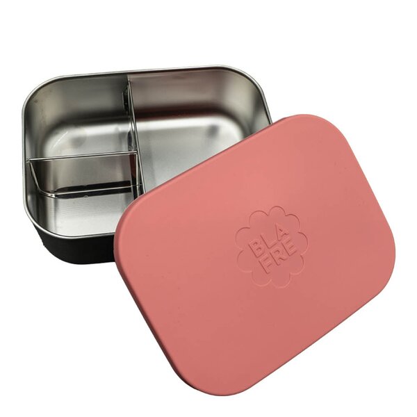 Matboks stål 3 rom 17x13x5 cm rosa