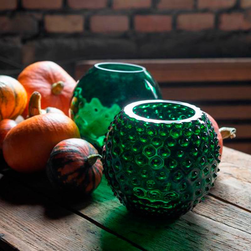 Hobnail vase 25 cm dark green