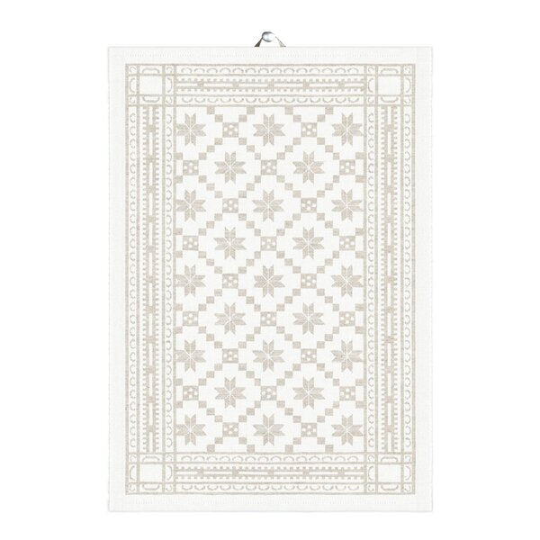 Åttebladrose håndkle 35x50 cm beige