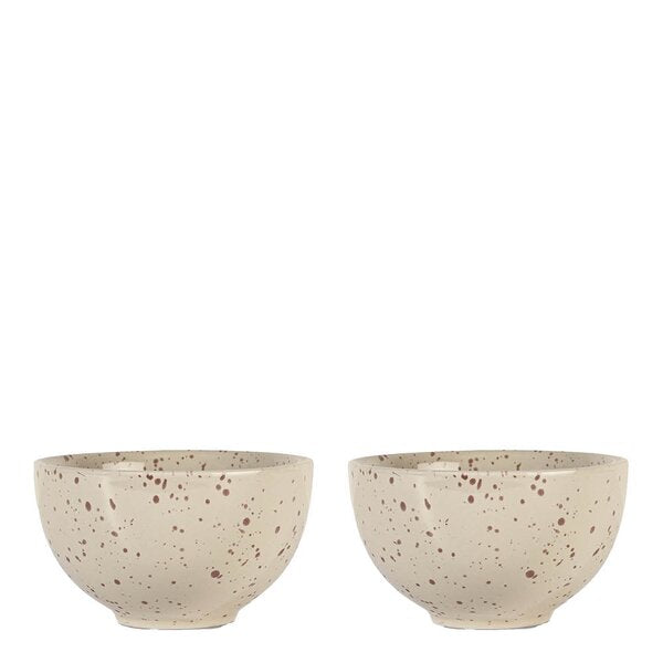 Ditte skål 12x7 cm 2 stk beige/burgunder