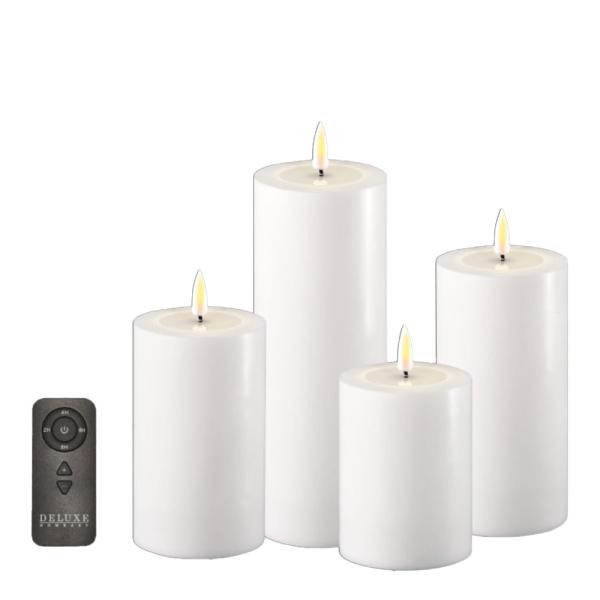 LED gaveeske med lys 4 stk, fjernkontroll og batterier hvit