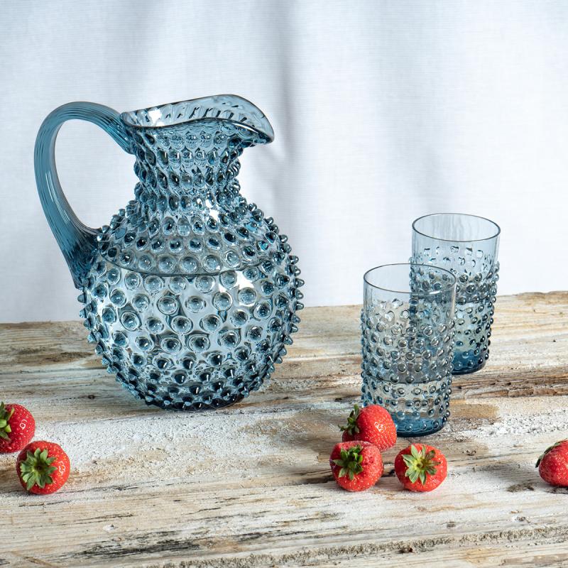 Hobnail glass 20 cl misty blue