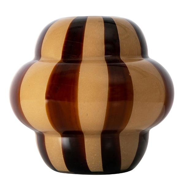 Curlie vase 22 cm gul/ brun/beige striper