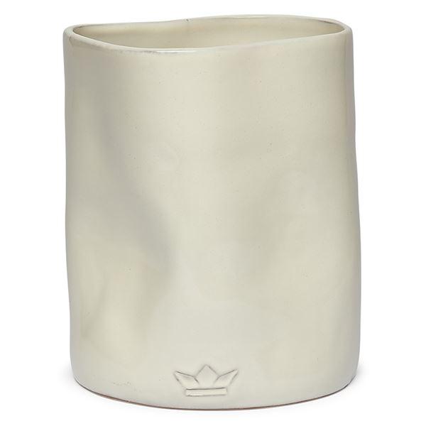 Dented redskapskrukke 19 cm hvit