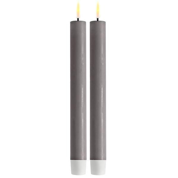 LED kronelys 2x24 cm grå