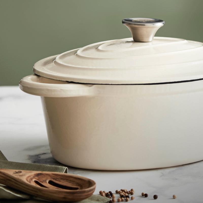 Oval støpejernsgryte 29 cm 3L krem
