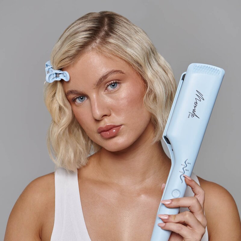 Bølgetangsett double waver 6 deler blå