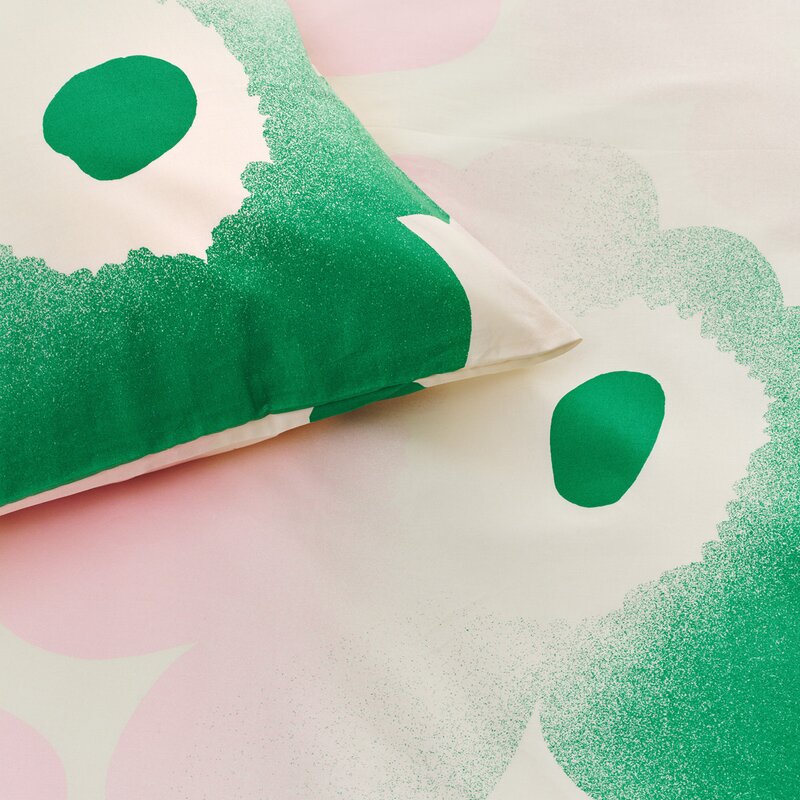 Unikko dynetrekk 135x200 cm hvit/rosa/grønn