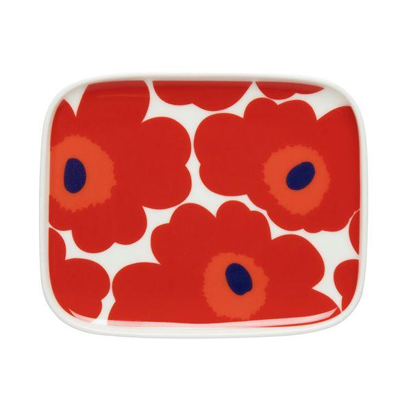 Oiva Unikko tallerken 15x12 cm rød