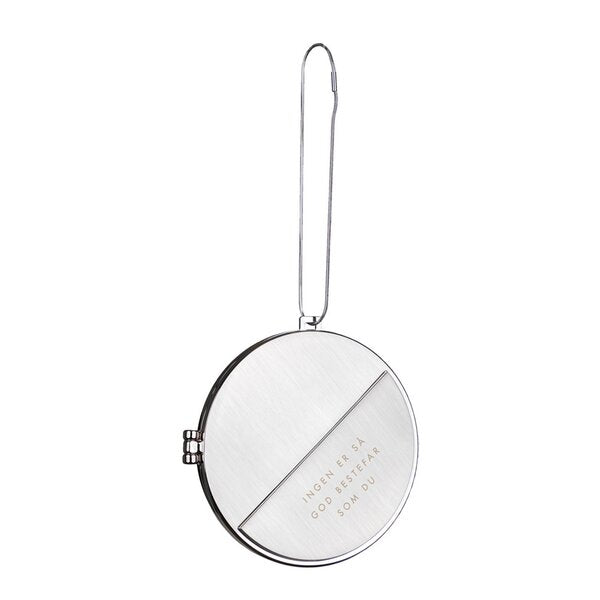 Julepynt medaljong m/fotoramme 7x7 cm bestefar sølv