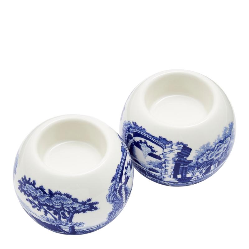 Blue Italian telysholdere 2 stk blå/hvit