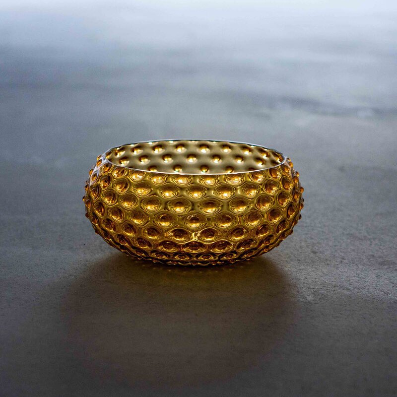 Hobnail skål 23 cm amber