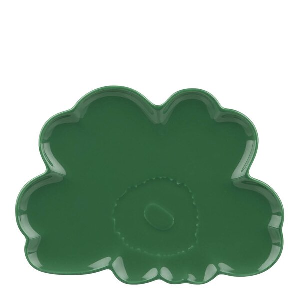 Unikko asjett 19 cm blomsterform grønn