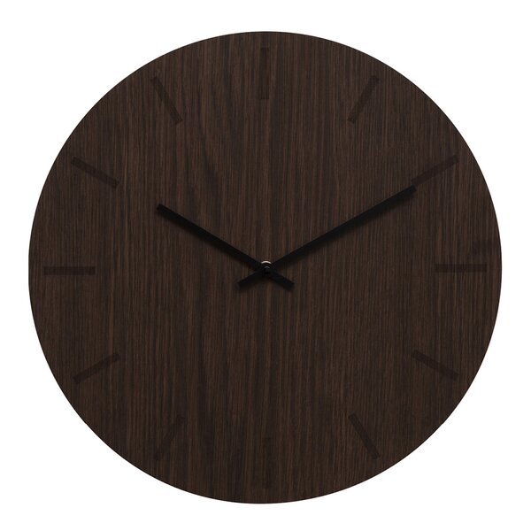Dark Oak veggklokke 38 cm mørk eik m/svart viser
