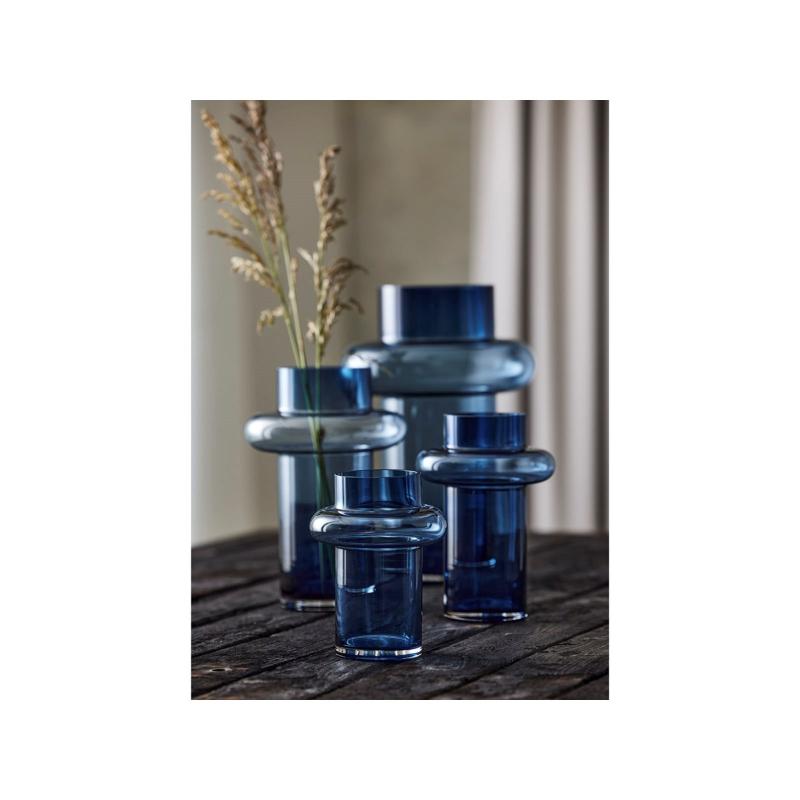 Tube vase 40 cm dark blue glass