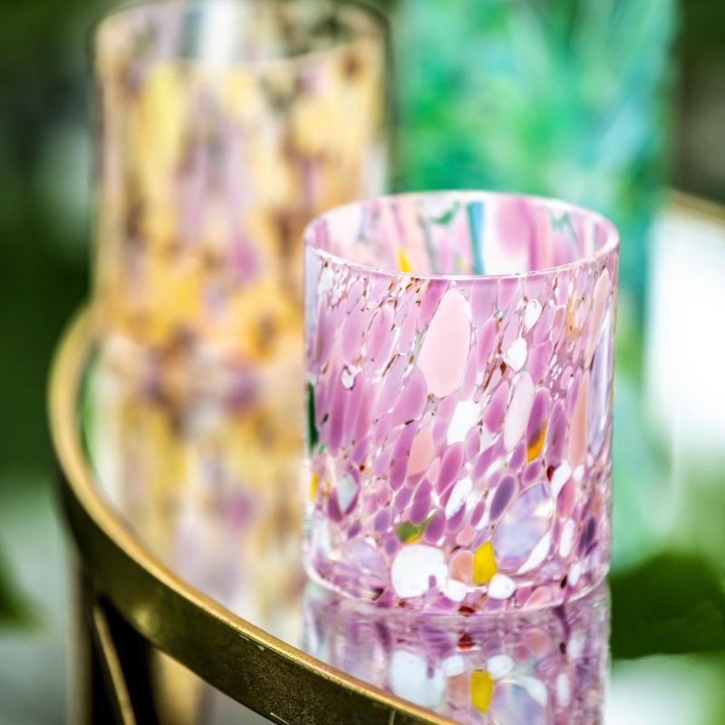 Swirl drikkeglass/lykt 35 cl rosa multi