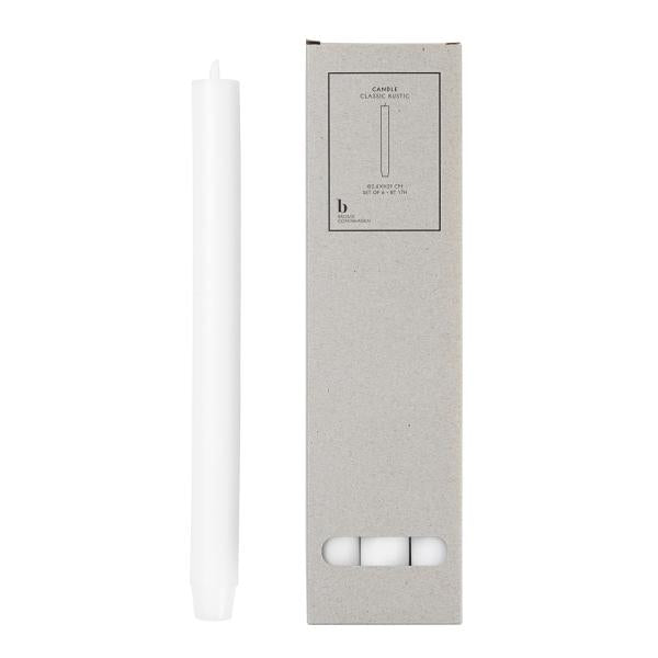 Rustic kronelys med flat topp 2,6x29 cm 6 stk pure white