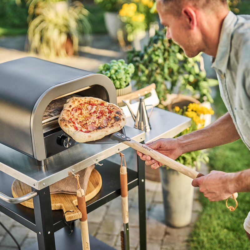 Napo pizzaspade 70x30 cm gun metal/natur