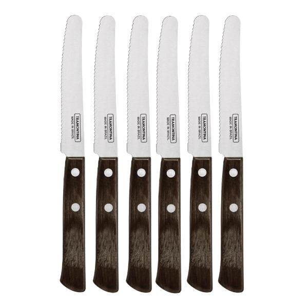 Knivsett 6 deler blank/brun