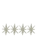 Spike juletrepynt stjerner 7,5 cm 4 stk sølv/glitter