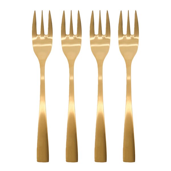 Golden kakegaffel 15 cm 4 stk gylden
